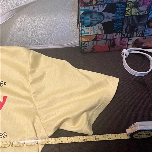 #1290**Unisex Yellow Graphic T-Shirt with Cartoon Print - Picture 6 of 7